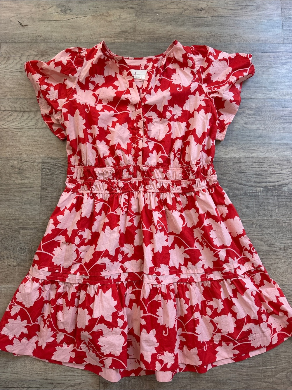 Anthropologie Womens Floral Red & Pink Dress